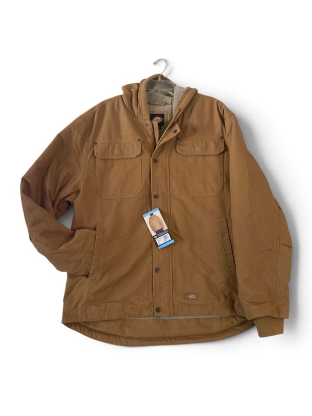 Dickies Men’s Hooded Workwear Jacket Large Khaki NEW High-Piled Fleece Lined